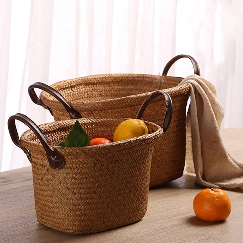 panier en osier pour rangement jouets et plantes