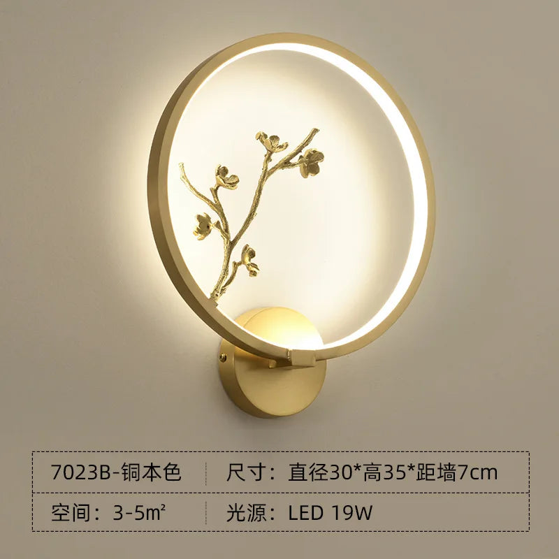 applique murale led traditionnelle chinoise en cuivre pour intérieur décoratif