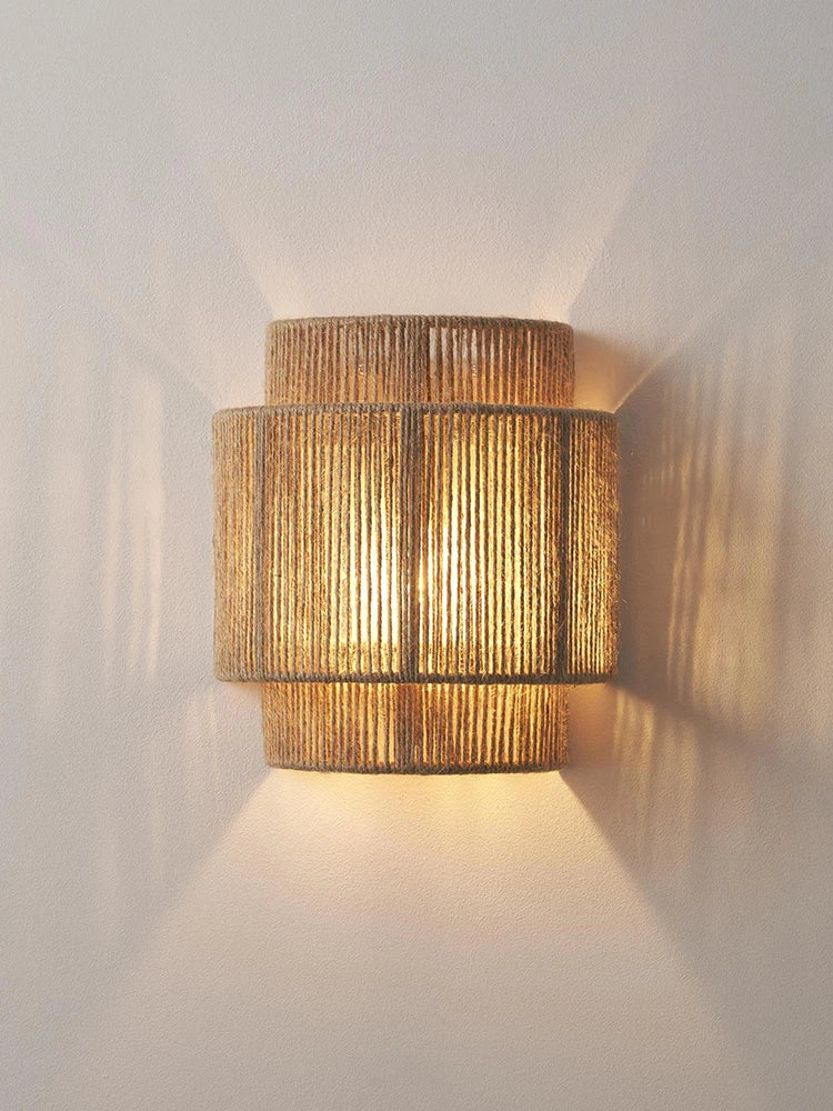 Handmade Hemp Rope Wall Lamp, Home Art Decoration, Bedroom, Hallway, Lobby, Hotel Atmosphere, Sconce E27 Bulb, Creative Light