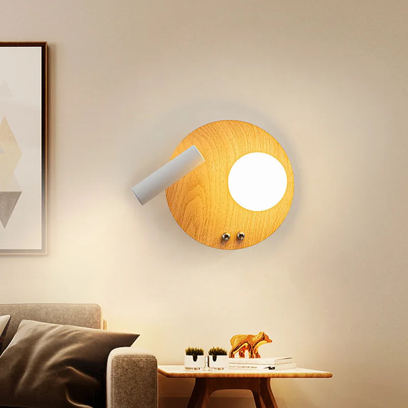 applique murale led en bois massif simple lampe décorative d'étude à haricots magiques