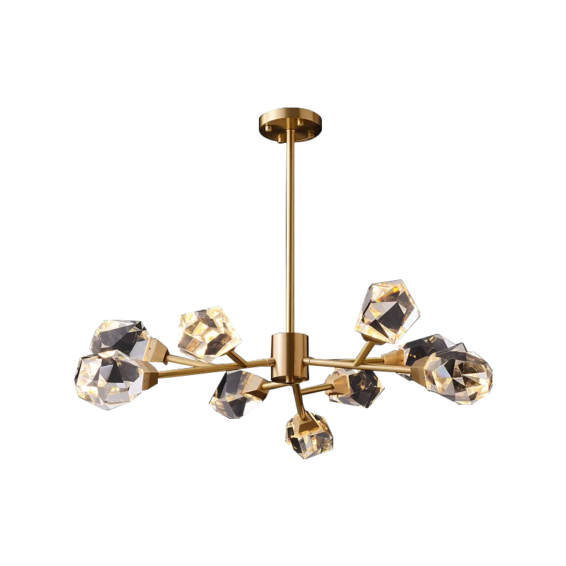 lustre moderne en laiton diamant cristal led de luxe