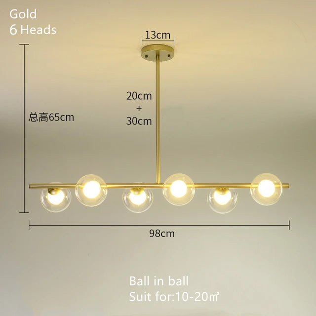 lustre nordique en verre pour éclairage intérieur moderne