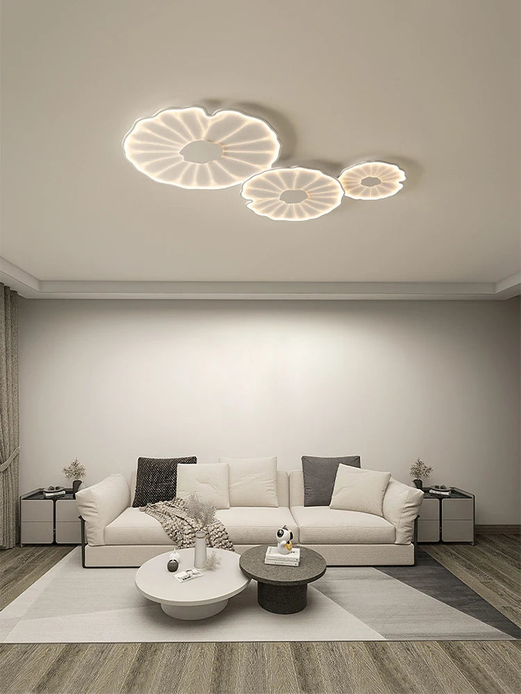 plafonnier led créatif en forme de feuille de lotus décoratif