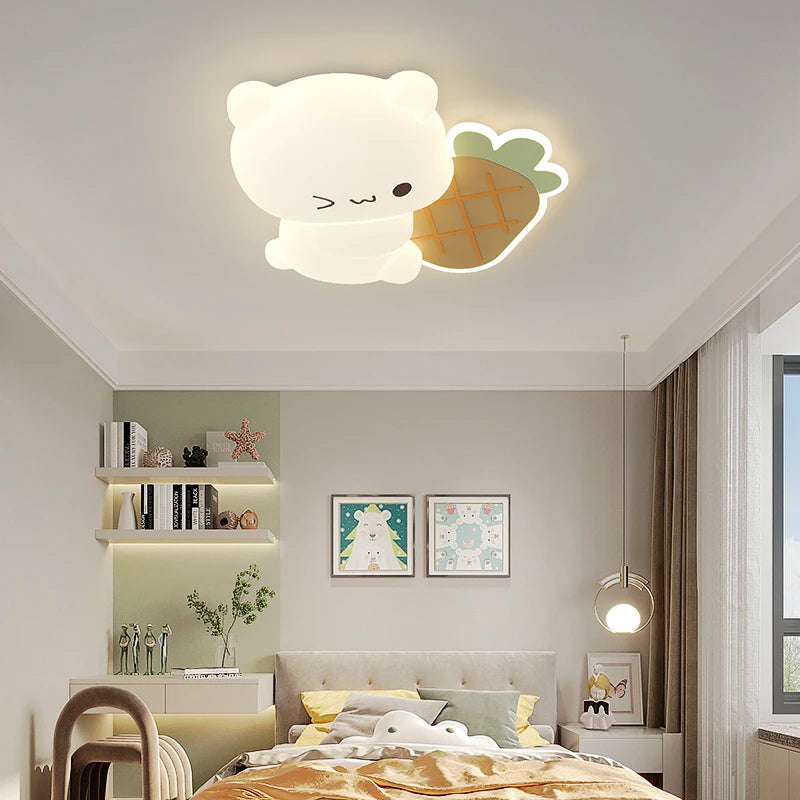 plafonnier led ours cartoon motif fruits pour enfants