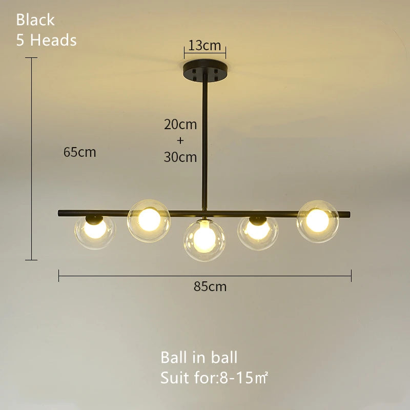 lustre nordique en verre pour éclairage intérieur moderne