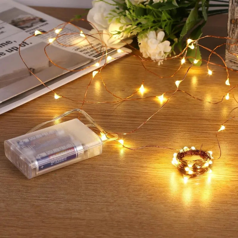 guirlande lumineuse led avec fil de cuivre pour décoration festive et chaleureuse