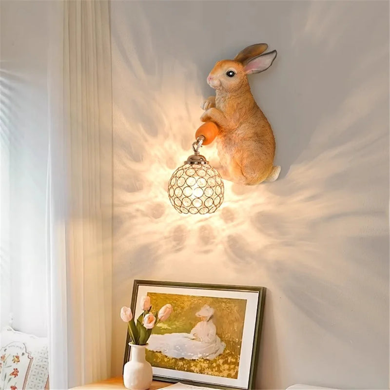 applique murale lapin en résine style pastoral créatif pour décoration maison