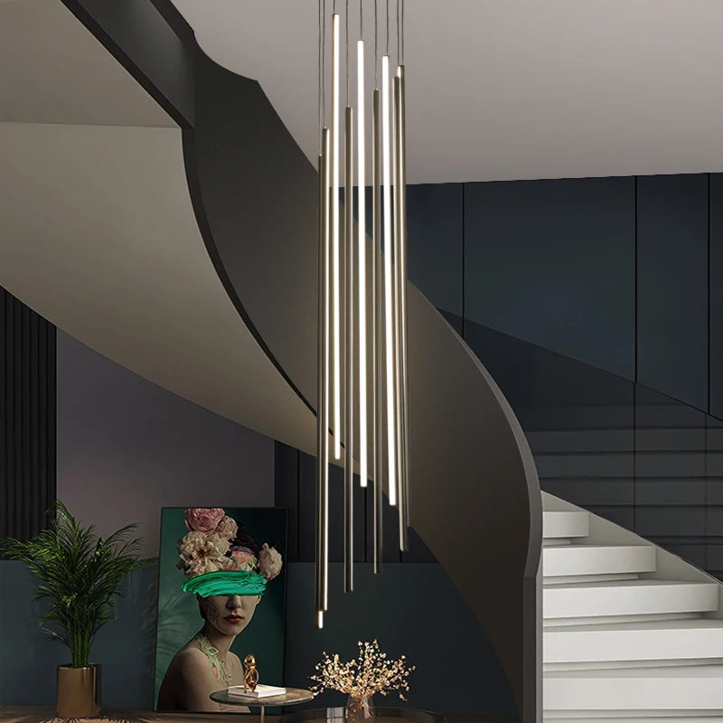 lustre design moderne duplex nordique éclairage longue led