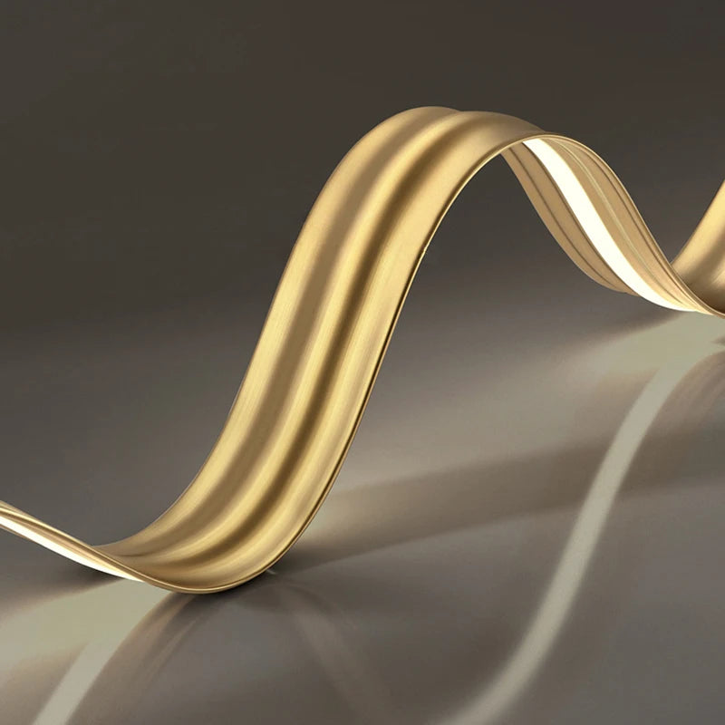 lustre led en cuivre moderne avec design à vagues
