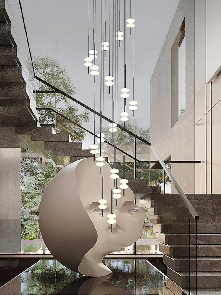 Nordic Staircase Long Chandelier Villa Duplex Chandelier Modern Light Luxury Conical Acrylic Design, 2023 New Pendant Light