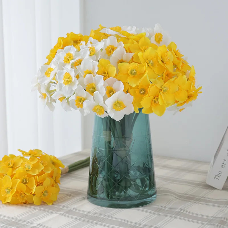 lot de 6 bouquets de fleurs narcisses artificielles pour toutes décorations