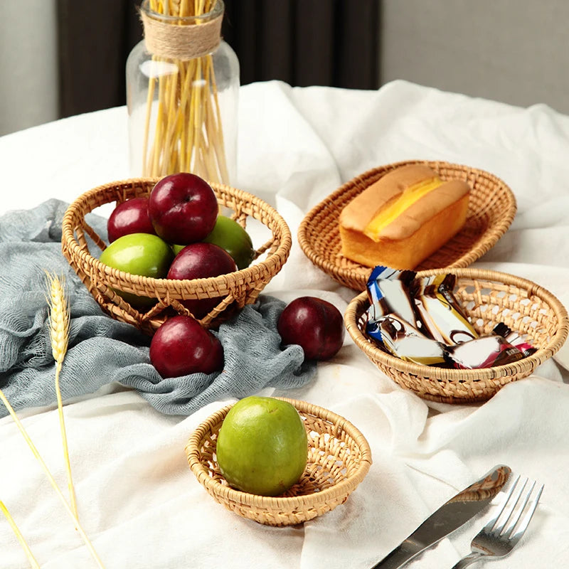 panier de rangement rotin naturel tissé à la main pour bonbons et collations