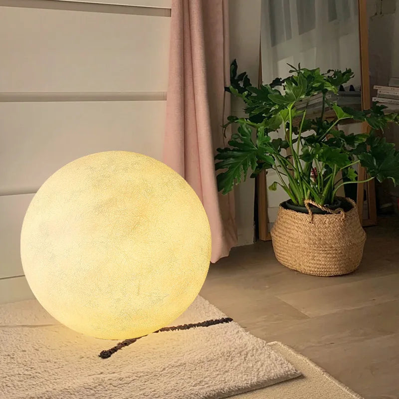 lampe de sol en forme de lune pour décoration intérieure esthétique