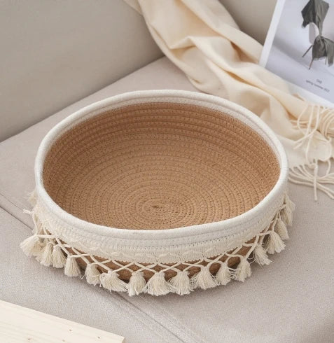 panier tissé en corde pour rangement divers et cosmétiques