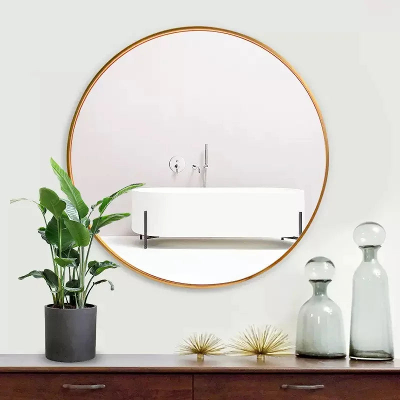 miroir rond moderne avec cadre en aluminium pour décoration murale