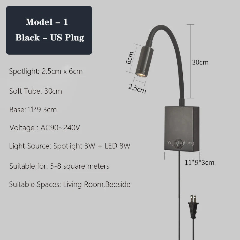 applique murale led réglable avec ports usb design moderne