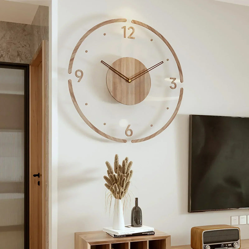 horloge murale silencieuse en bois massif design nordique créatif