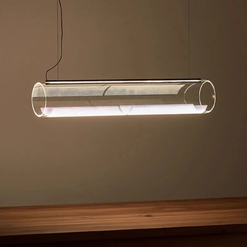 lustre moderne en verre transparent avec éclairage led