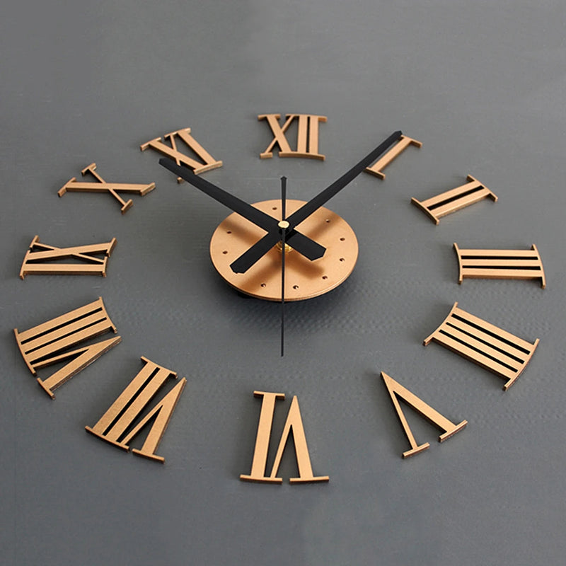 horloge murale 3D à chiffres romains à personnaliser décoration artistique