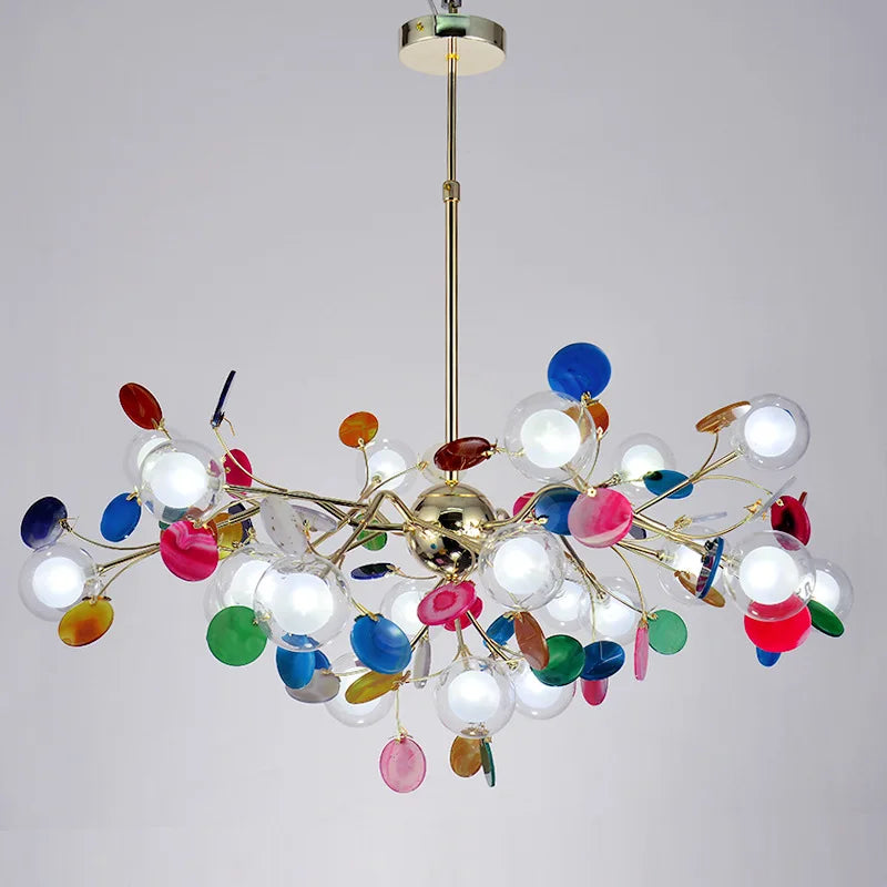 lustre led nordique bulle lumière luciole agate naturel romantique