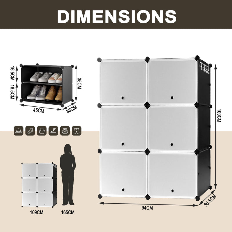 boîte de rangement à chaussures avec 6 compartiments modulaires en plastique