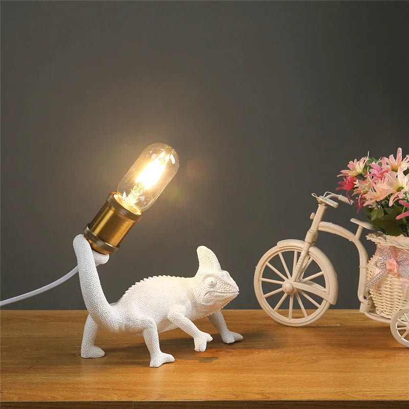 lampe de bureau moderne lézard résine éclairage décoratif pour enfants