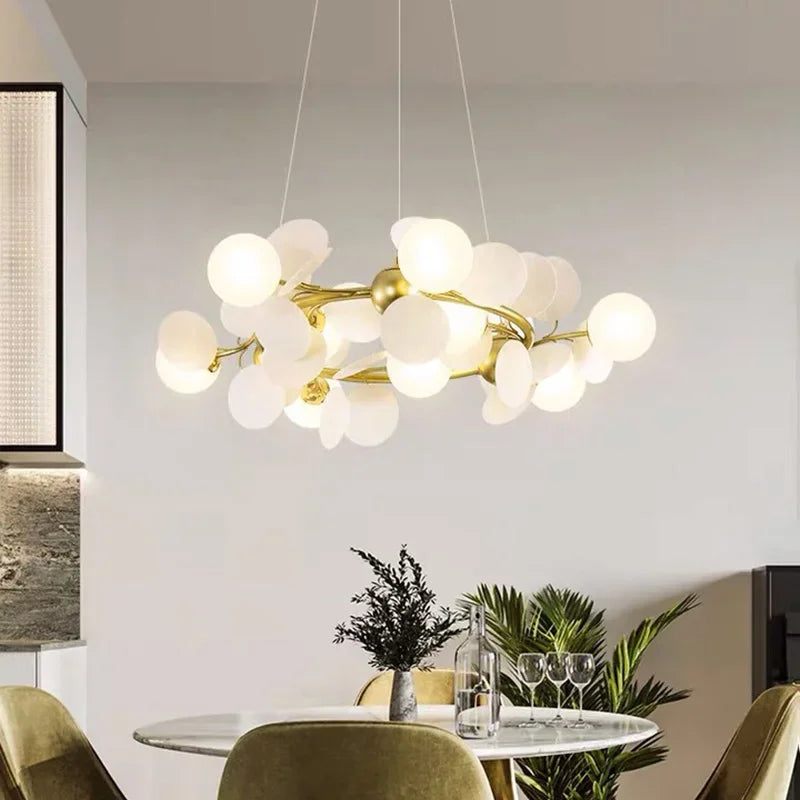 2024Modern Colored Leaf Chandelier LED for Kid’s Bedroom Living Room Diningroom Master Bedroom Bar Hanging Lamp