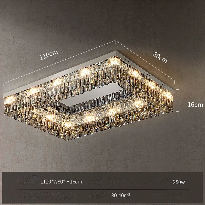 plafonnier led cristal doré chromé intensité variable design moderne