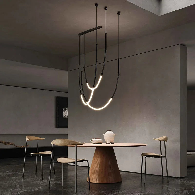 lustre minimaliste moderne italien led créative en bambou