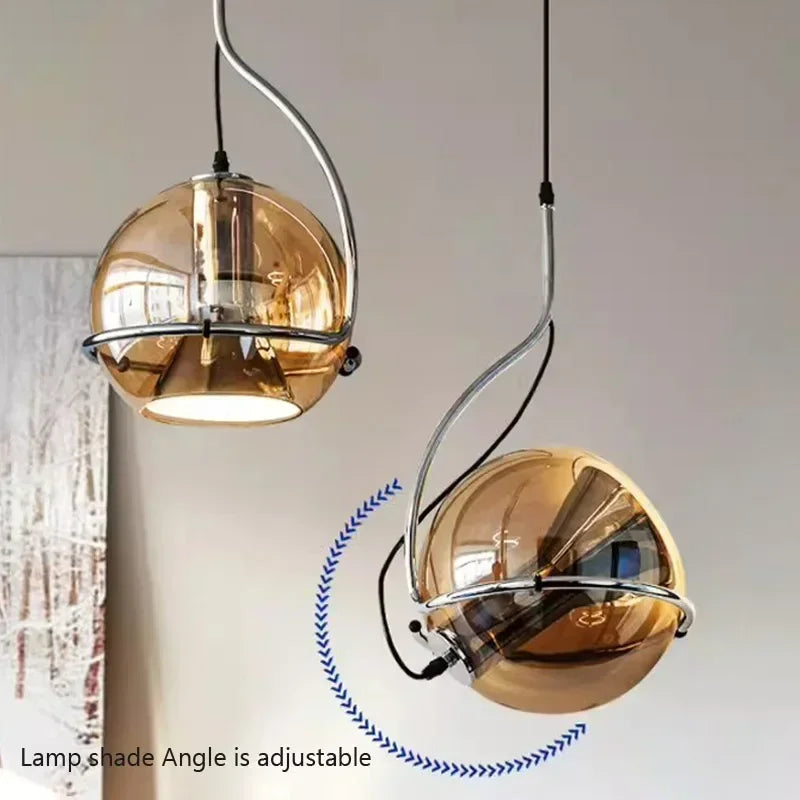 lustre rétro américain en verre ambré pour ambiance créative