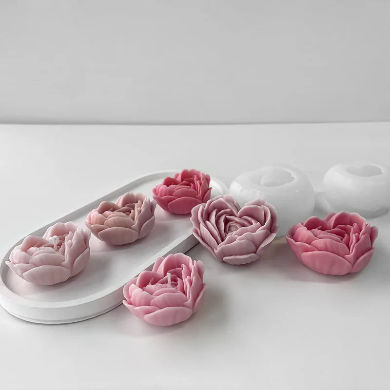 moule à fleurs d'amour en silicone pour bougies et savon DIY