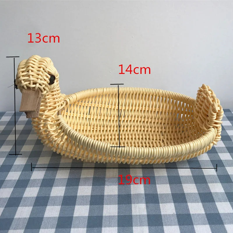 panier de rangement en rotin tissé style animal fait main