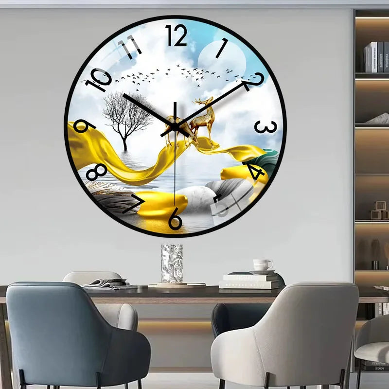 horloge murale en verre design moderne style chinois créatif et muet