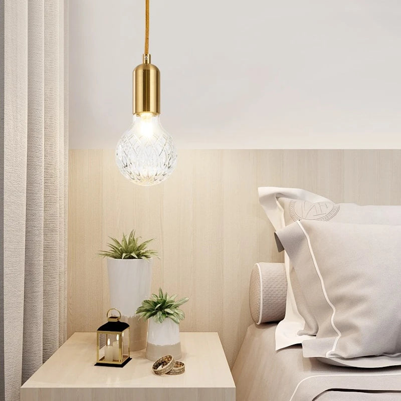 suspension LED en verre de cristal design nordique moderne