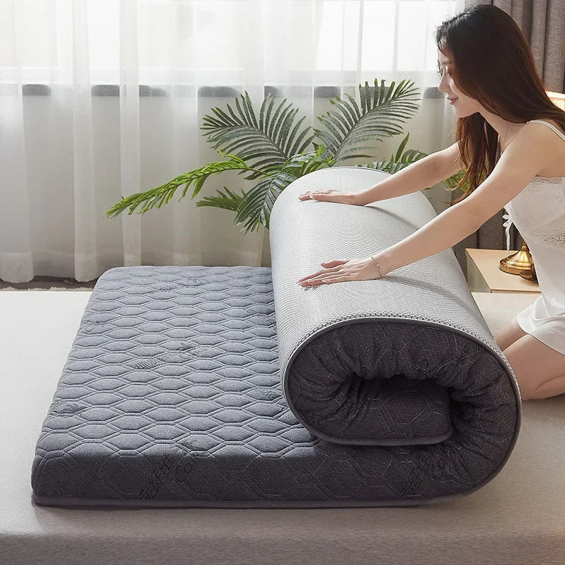 matelas tatami pliable épais en coton antidérapant pour lit simple ou double