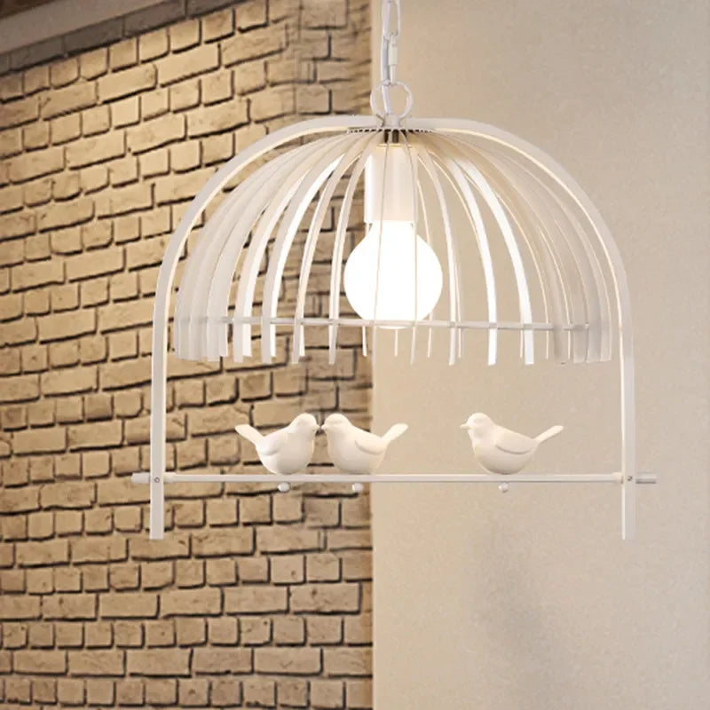 lustre nordique en résine et fer en forme de cage à oiseaux pour restaurants
