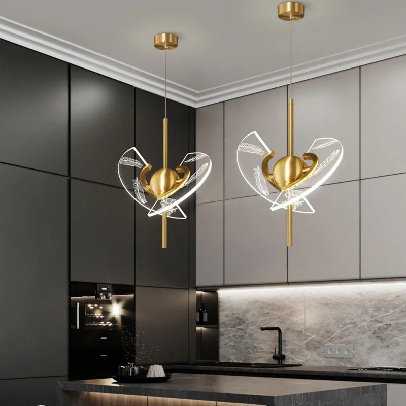 lustre moderne en cuivre pour décoration créative intérieur élégant