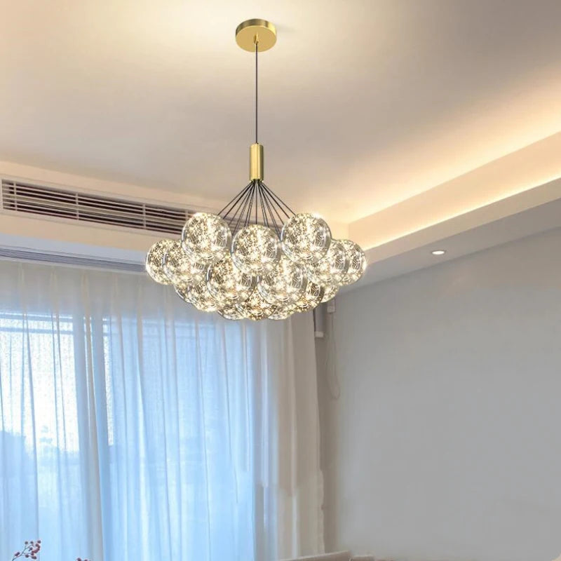 suspension LED en verre transparent design moderne réglable en hauteur