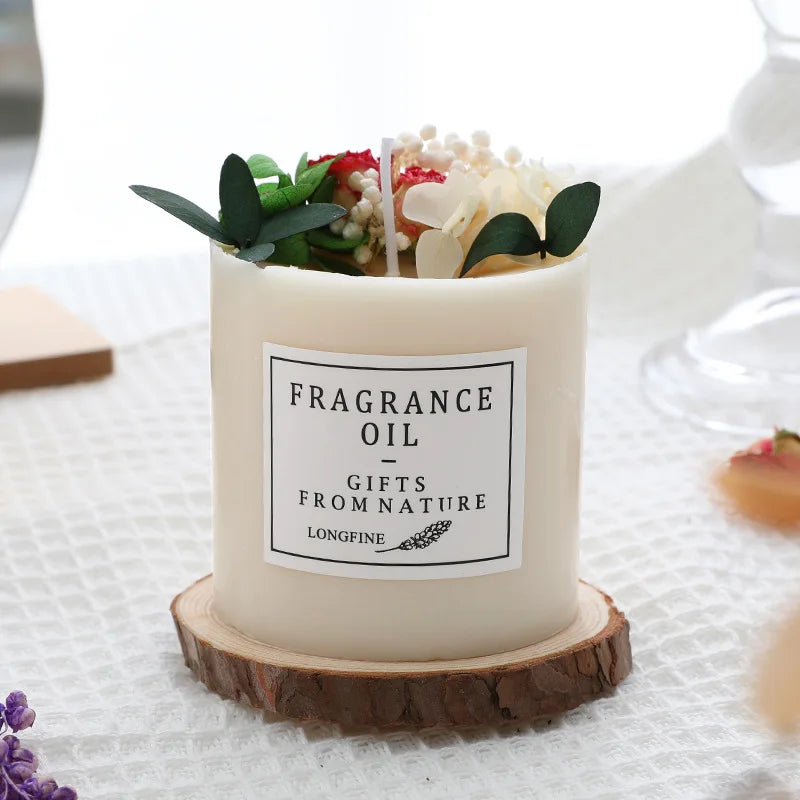 bougie parfumée fleurs séchées en cire de soja décorative et romantique