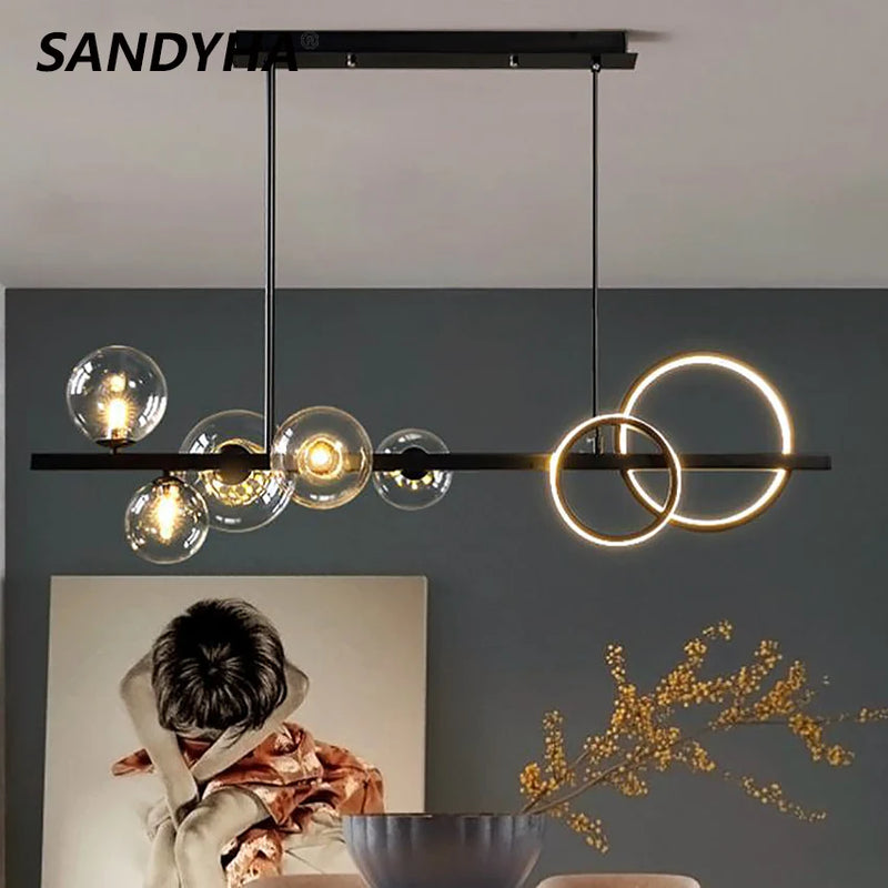 lustre moderne en verre design lumineux pour intérieur