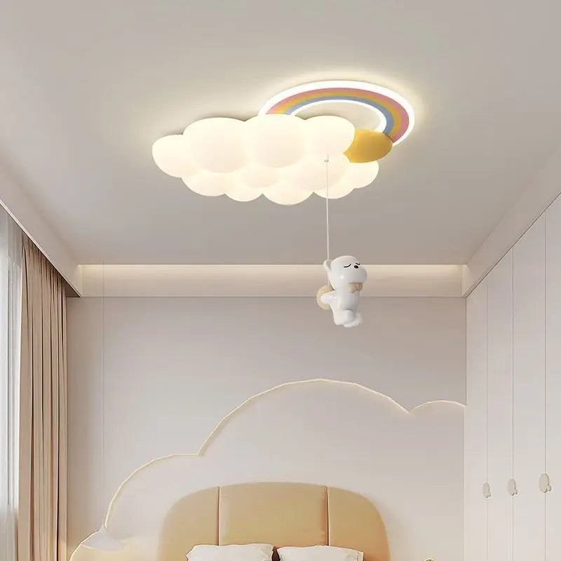 lustre arc-en-ciel nuage avec cheval lapin ours pour enfants