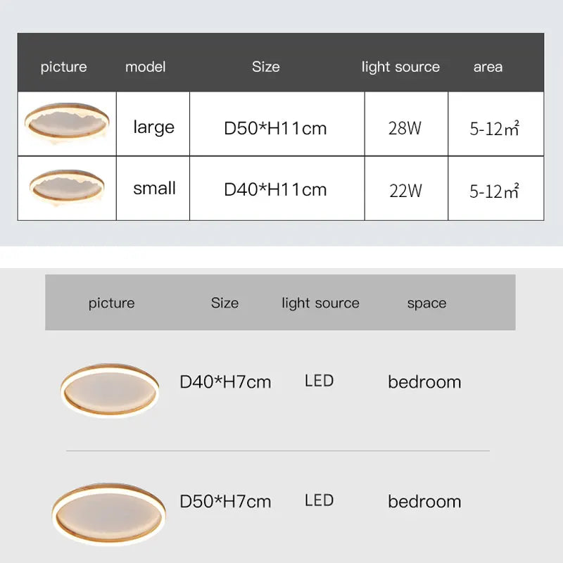 plafonnier en bois intelligent avec anneaux à led moderne