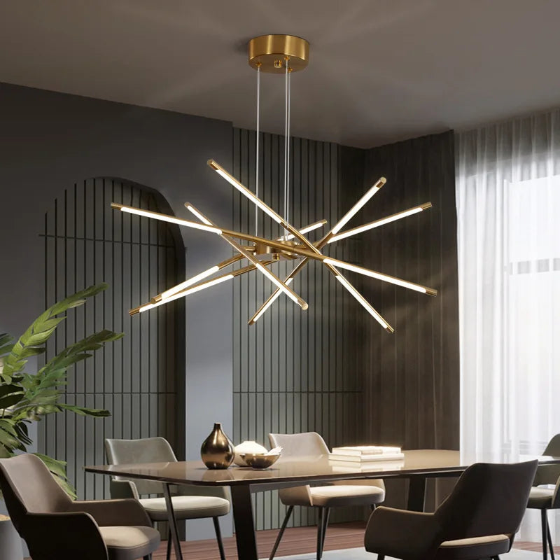 lustre design en forme de bâton avec luminaires led