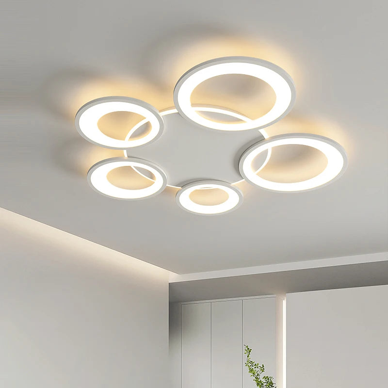 lustre moderne design minimaliste télécommandé en forme d'anneau rond