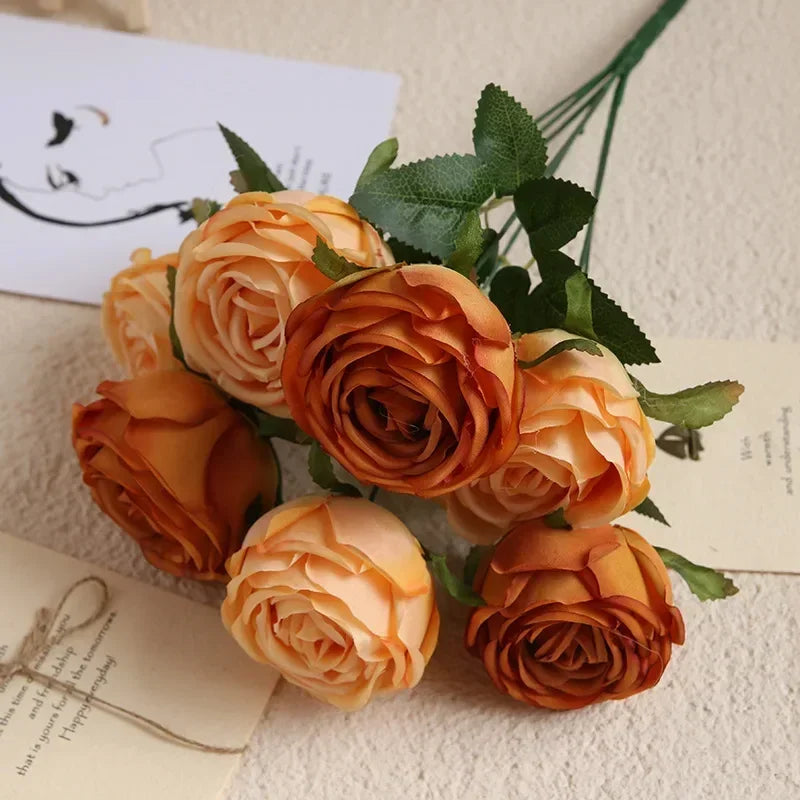 bouquet de roses artificielles en soie pour décoration élégante