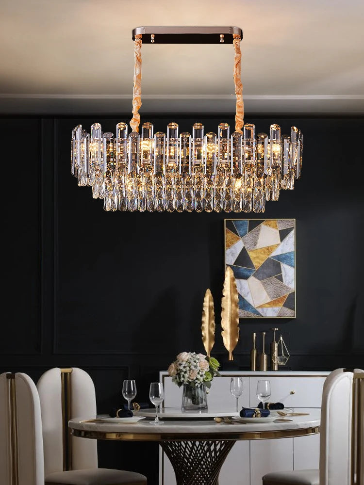 Modern minimalist style K9 crystal LED restaurant chandelier, Nordic designer living room luxury home decoration chandelier