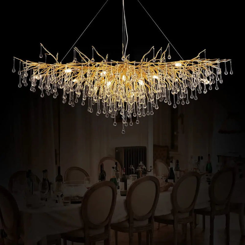 lustre moderne cristal goutte de pluie design élégant pour intérieur décoratif