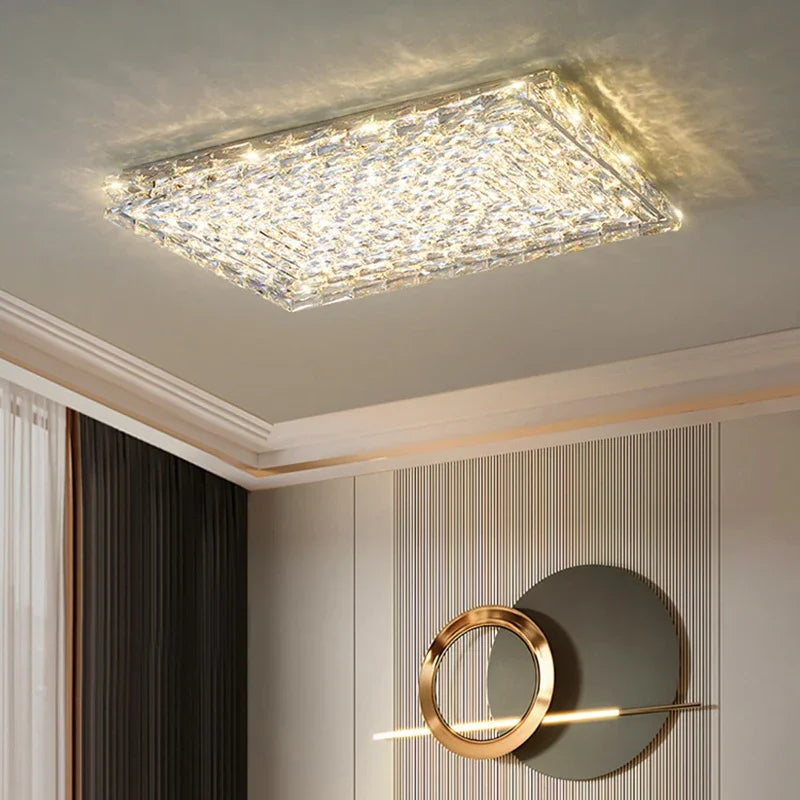 plafonnier led carré en cristal luxe pour décoration intérieure