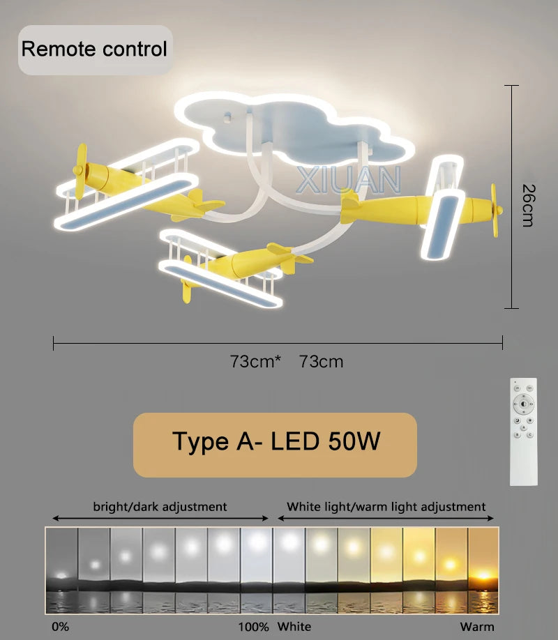 Plafonnier avion télécommande chambre enfants