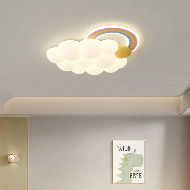 lustre arc-en-ciel nuage avec cheval lapin ours pour enfants